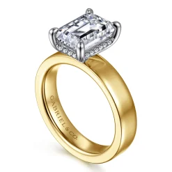 Outlet Gabriel & Co. Argentina - 14K White-Yellow Gold Emerald Cut Solitaire Diamond Engagement Ring