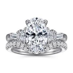 Best Gabriel & Co. Arianna - 14K White Gold Oval Five Stone Diamond Engagement Ring