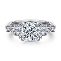 Outlet Gabriel & Co. Arielle - 14K White Gold Five Stone Round Diamond Engagement Ring