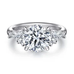 New Gabriel & Co. Arielle - 14K White Gold Round Five Stone Diamond Engagement Ring