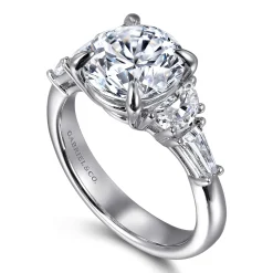 New Gabriel & Co. Arielle - 14K White Gold Round Five Stone Diamond Engagement Ring