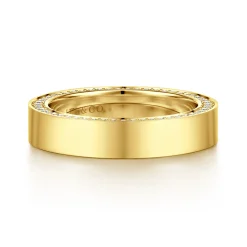 Best Gabriel & Co. Aristea - Wide 14K Yellow Gold Pave Setting Diamond Eternity Band - 0.4 ct