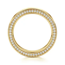 Best Gabriel & Co. Aristea - Wide 14K Yellow Gold Pave Setting Diamond Eternity Band - 0.4 ct