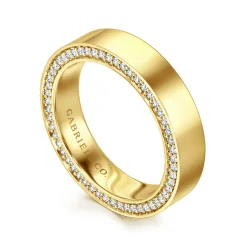 Best Gabriel & Co. Aristea - Wide 14K Yellow Gold Pave Setting Diamond Eternity Band - 0.4 ct