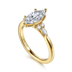Discount Gabriel & Co. Arletta - 14K Yellow Gold 6 Prong Marquise Shape Diamond Engagement Ring