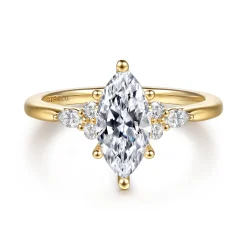 Discount Gabriel & Co. Arletta - 14K Yellow Gold 6 Prong Marquise Shape Diamond Engagement Ring