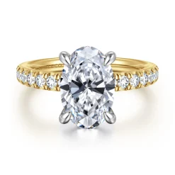 Discount Gabriel & Co. Aruba - 14K White-Yellow Gold Oval Shape Diamond Engagement Ring