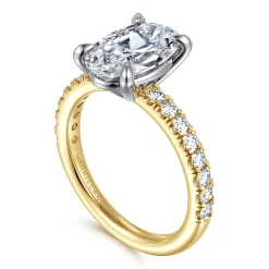 Discount Gabriel & Co. Aruba - 14K White-Yellow Gold Oval Shape Diamond Engagement Ring