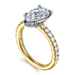 Discount Gabriel & Co. Aruba - 14K White-Yellow Gold Pear Shape Diamond Engagement Ring