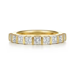 Gabriel & Co. Asma - 14K Yellow Gold Channel Setting Princess Cut Diamond Anniversary Band - 1.15 ct