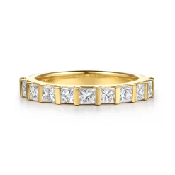 Clearance Gabriel & Co. Asma - 14K Yellow Gold Channel Setting Princess Cut Diamond Anniversary Band - 1 ct