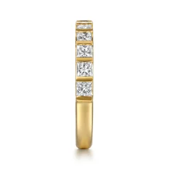 Clearance Gabriel & Co. Asma - 14K Yellow Gold Channel Setting Princess Cut Diamond Anniversary Band - 1 ct