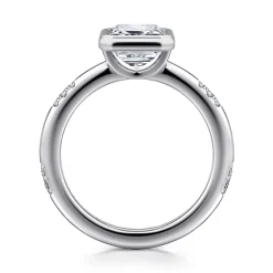 Clearance Gabriel & Co. Aspen - 14K White Gold Bezel Set Emerald Cut Diamond Engagement Ring