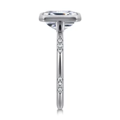 Clearance Gabriel & Co. Aspen - 14K White Gold Bezel Set Emerald Cut Diamond Engagement Ring