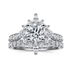 Gabriel & Co. Astor - Platinum Unique Round Halo Engagement Ring