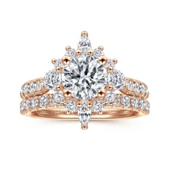 Outlet Gabriel & Co. Astor - Unique 14K Rose Gold Round Halo Diamond Engagement Ring