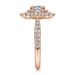 Outlet Gabriel & Co. Astor - Unique 14K Rose Gold Round Halo Diamond Engagement Ring