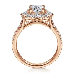 Outlet Gabriel & Co. Astor - Unique 14K Rose Gold Round Halo Diamond Engagement Ring