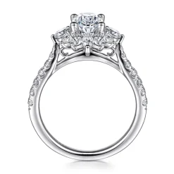 Best Gabriel & Co. Astor - Unique 14K White Gold Oval Halo Diamond Engagement Ring