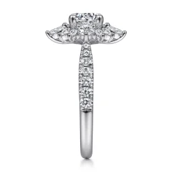 Sale Gabriel & Co. Astor - Unique 14K White Gold Round Halo Diamond Engagement Ring