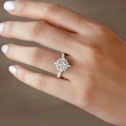 Sale Gabriel & Co. Astor - Unique 14K White Gold Round Halo Diamond Engagement Ring