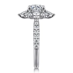Sale Gabriel & Co. Astor - Unique 14K White Gold Round Halo Diamond Engagement Ring