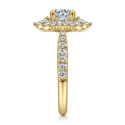 Gabriel & Co. Astor - Unique 14K Yellow Gold Round Halo Diamond Engagement Ring