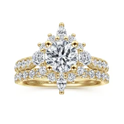 Gabriel & Co. Astor - Unique 14K Yellow Gold Round Halo Diamond Engagement Ring