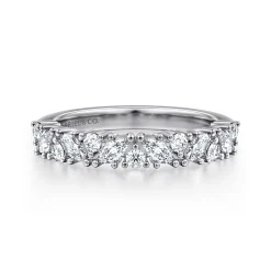 Sale Gabriel & Co. Astrielle - 14K White Gold Prong Marquise and Round Diamond Anniversary Band - 0.62 ct