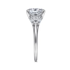 Online Gabriel & Co. Athenee - 14K White Gold Oval Three Stone Diamond Engagement Ring