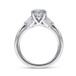 Online Gabriel & Co. Athenee - 14K White Gold Oval Three Stone Diamond Engagement Ring