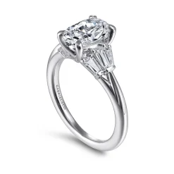 Online Gabriel & Co. Athenee - 14K White Gold Oval Three Stone Diamond Engagement Ring