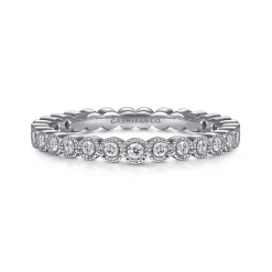 Hot Gabriel & Co. Athens - Vintage Inspired 14K White Gold Bezel Set Diamond Eternity Band - 0.3 ct