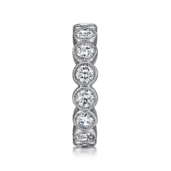 Sale Gabriel & Co. Athens - Vintage Inspired 14K White Gold Bezel Set Diamond Eternity Band - 2.1 ct