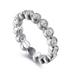 Hot Gabriel & Co. Athens - Vintage Inspired 14K White Gold Bezel Set Diamond Eternity Band - 1 ct