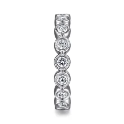 Hot Gabriel & Co. Athens - Vintage Inspired 14K White Gold Bezel Set Diamond Eternity Band - 1 ct