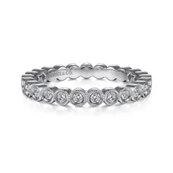 Online Gabriel & Co. Athens - Vintage Inspired 14K White Gold Bezel Set Diamond Eternity Band - 0.45 ct