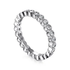 Online Gabriel & Co. Athens - Vintage Inspired 14K White Gold Bezel Set Diamond Eternity Band - 0.45 ct
