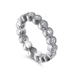 Online Gabriel & Co. Athens - Vintage Inspired 14K White Gold Bezel Set Diamond Eternity Band - 1.5 ct