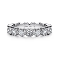 Online Gabriel & Co. Athens - Vintage Inspired 14K White Gold Bezel Set Diamond Eternity Band - 1.5 ct
