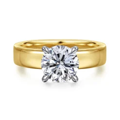 Hot Gabriel & Co. Aura - 14K White-Yellow Gold Round Solitaire Diamond Engagement Ring