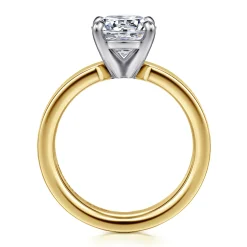 Hot Gabriel & Co. Aura - 14K White-Yellow Gold Round Solitaire Diamond Engagement Ring