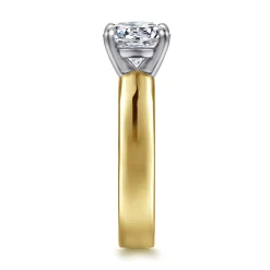 Hot Gabriel & Co. Aura - 14K White-Yellow Gold Round Solitaire Diamond Engagement Ring