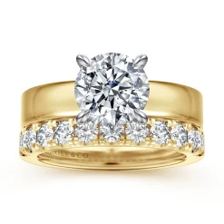 Hot Gabriel & Co. Aura - 14K White-Yellow Gold Round Solitaire Diamond Engagement Ring