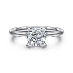 Outlet Gabriel & Co. Aure - 14K White Gold Cushion Cut Solitaire Diamond Engagement Ring