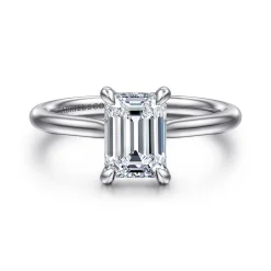 Outlet Gabriel & Co. Aure - 14K White Gold Emerald Cut Solitaire Diamond Engagement Ring