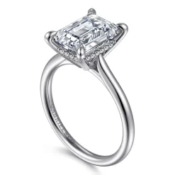Outlet Gabriel & Co. Aure - 14K White Gold Emerald Cut Solitaire Diamond Engagement Ring