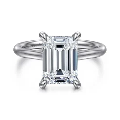 Outlet Gabriel & Co. Aure - 14K White Gold Emerald Cut Solitaire Diamond Engagement Ring