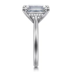 Outlet Gabriel & Co. Aure - 14K White Gold Emerald Cut Solitaire Diamond Engagement Ring