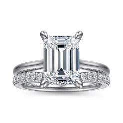 Outlet Gabriel & Co. Aure - 14K White Gold Emerald Cut Solitaire Diamond Engagement Ring